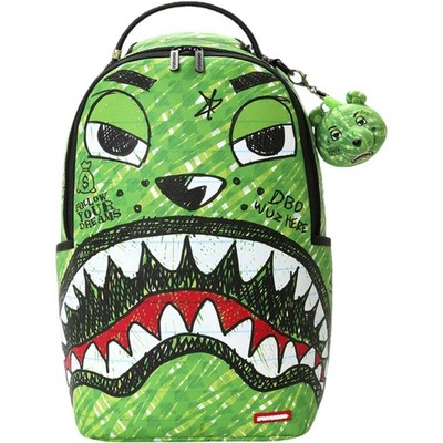 Sprayground Money Bear Doodle Backpack Black Green Bookbag Large School Bag