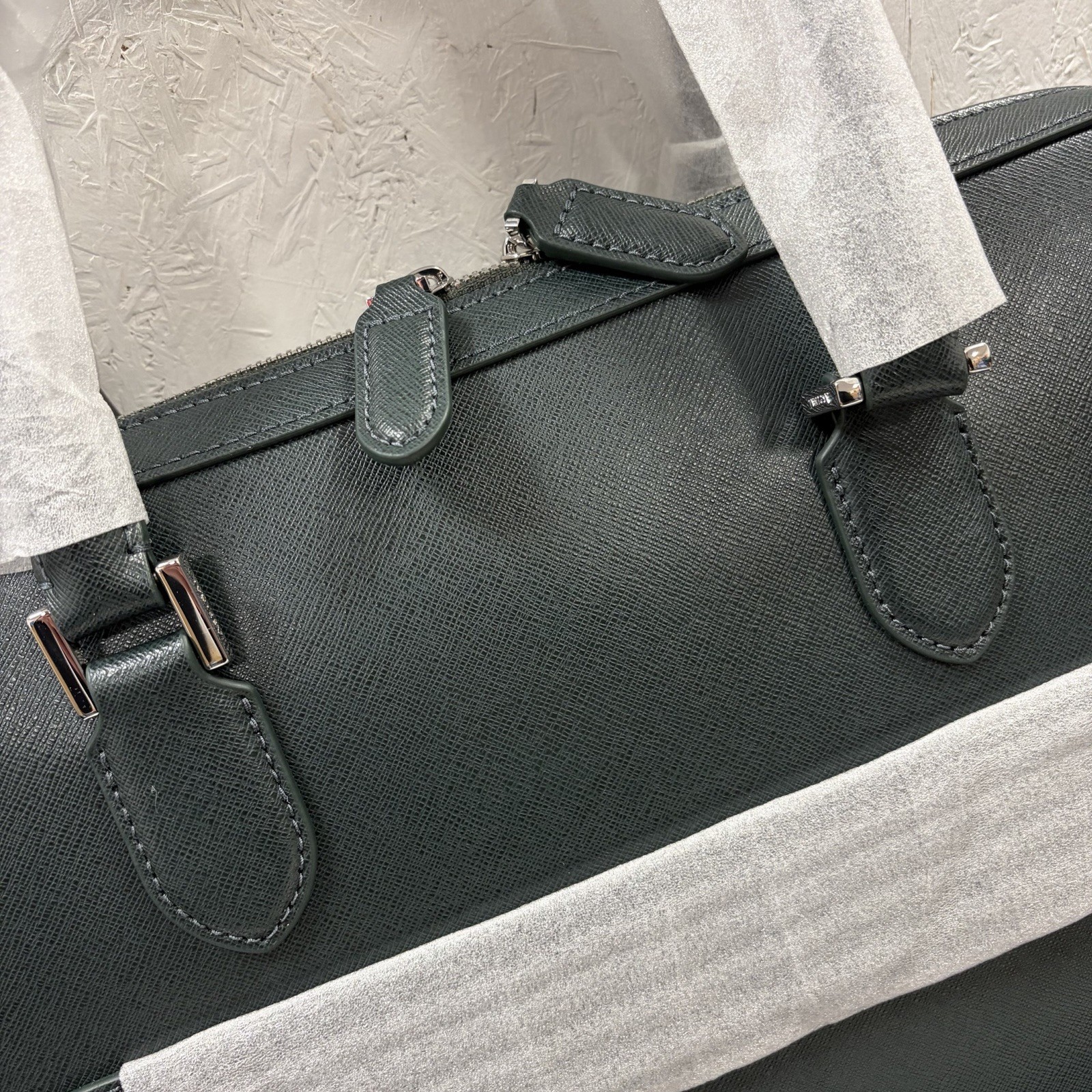 Aspinal of London Slim Leather Briefcase Forest Green image 6
