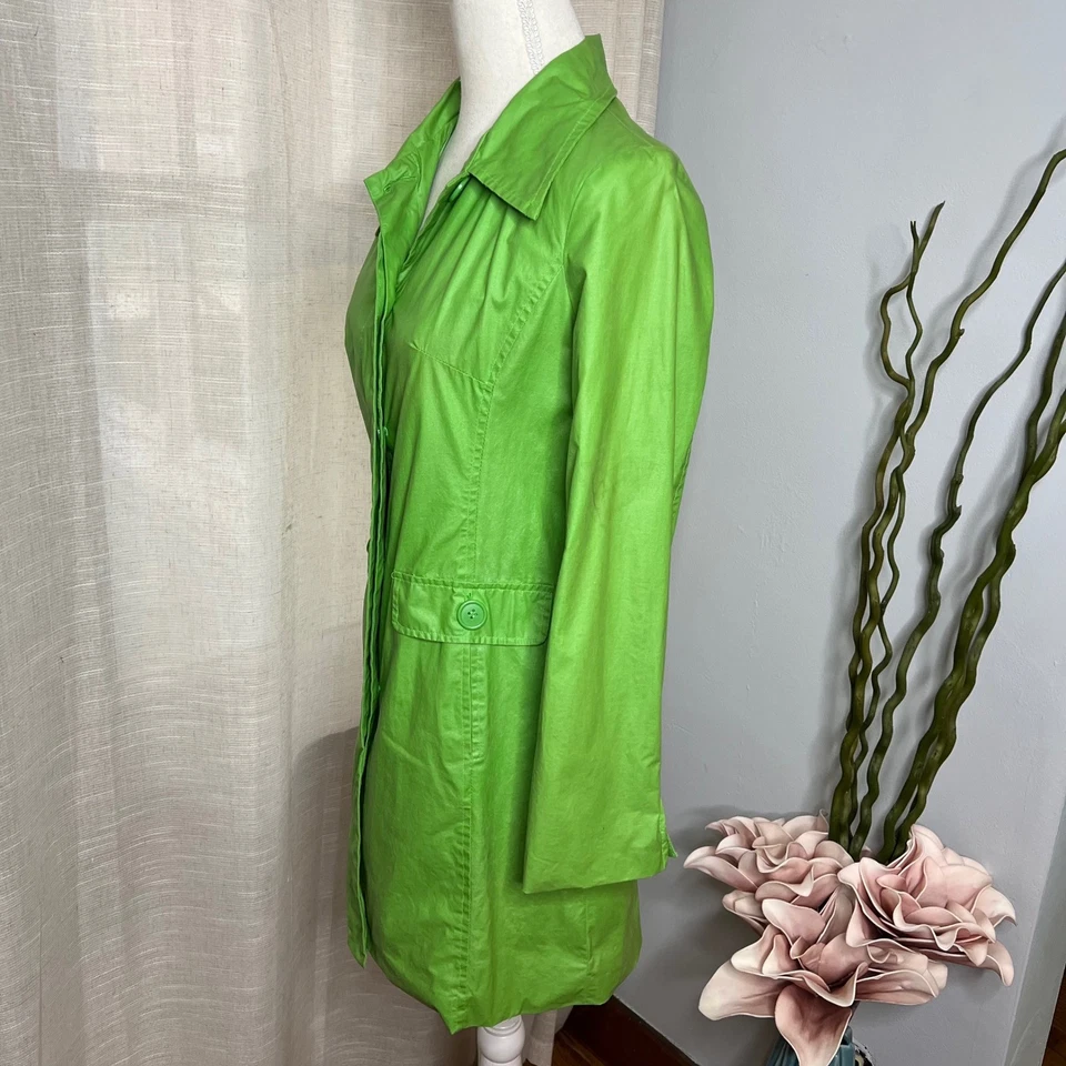 Chaqueta de trinchera vintage XOXO de algodón encerado verde mariposa para mujer talla pequeña Y2K Foto 4 de 4