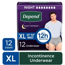 Depend Night Defense Incontinence Underwear for Men, Adult Diapers, XL, 12 Count