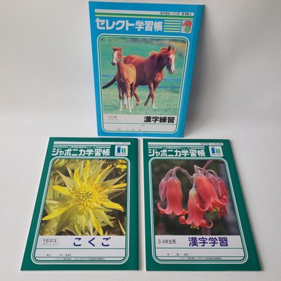 Lot of 3 Japanese Note Books for Kanji Kokugo Practice Leaning for Intermediate