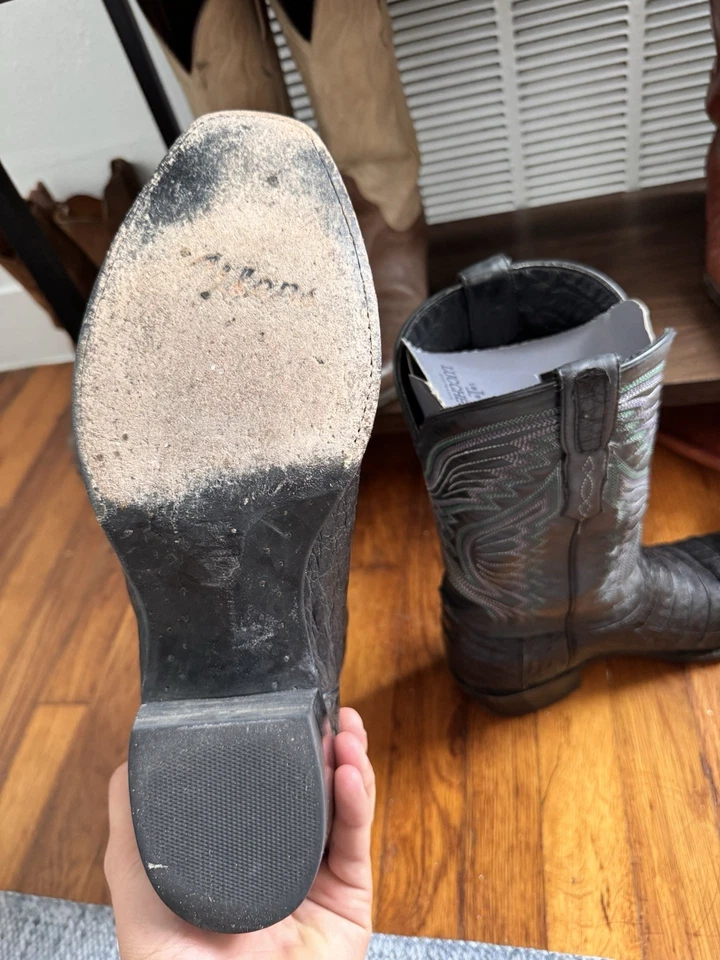 Botas Vaqueras Allen Negro Caimán Talla 10.5 D Hechas en México Foto 4 de 4