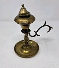 Vintage Brass Oil Hand Finger Lamp Wick Snuffer Patina