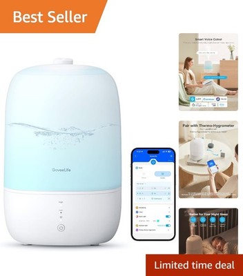 3L Smart Humidifier with Aroma Diffuser & Voice Control - Cool Mist Elegance