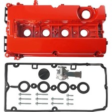 Aluminum Engine Valve Cover Kit with Gasket, Bolts, Oil Filler Cap Aluminum Red