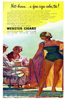 Nut-Brown Webster Cigars Vintage Ad Poster - 24x36  Mid-century Modern  