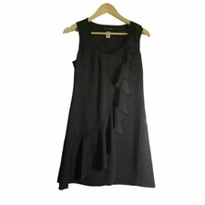 Donna Morgan Black Ruffle Crepe Shift Dress Size 6 NWT