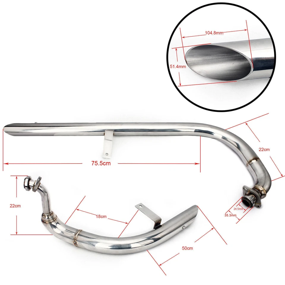 For Yamaha Virago V Star XV250 XV125 Long Shorts Staggered Exhaust Pipe Silencer - Изображение 2 из 4