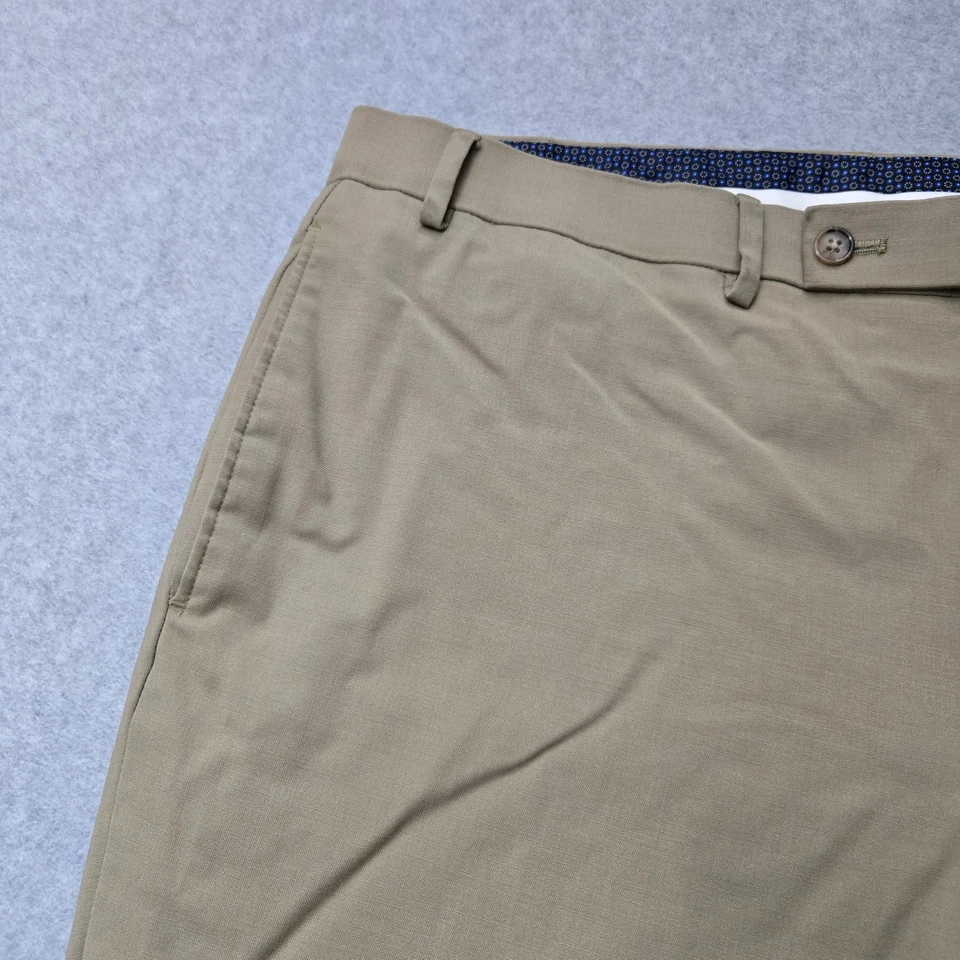 Calça masculina Lauren Ralph Lauren 40x30 etiqueta preta mistura de lã frente plana vestido bronzeado - Imagem 3 de 4