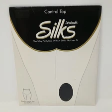 Underalls Silks Control Top Pantyhose USA Sleek No-Lines Fit CD Basic Black NEW