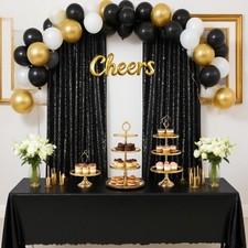 Sequin Backdrop 6x8FT Black Halloween Background Sequin Fabric Glitter Backdr...