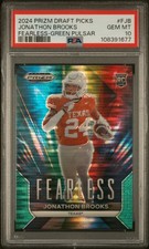 2024 Prizm Draft Picks Jonathon Brooks Fearless Green Pulsar /25 PSA 10 POP 1 🔥