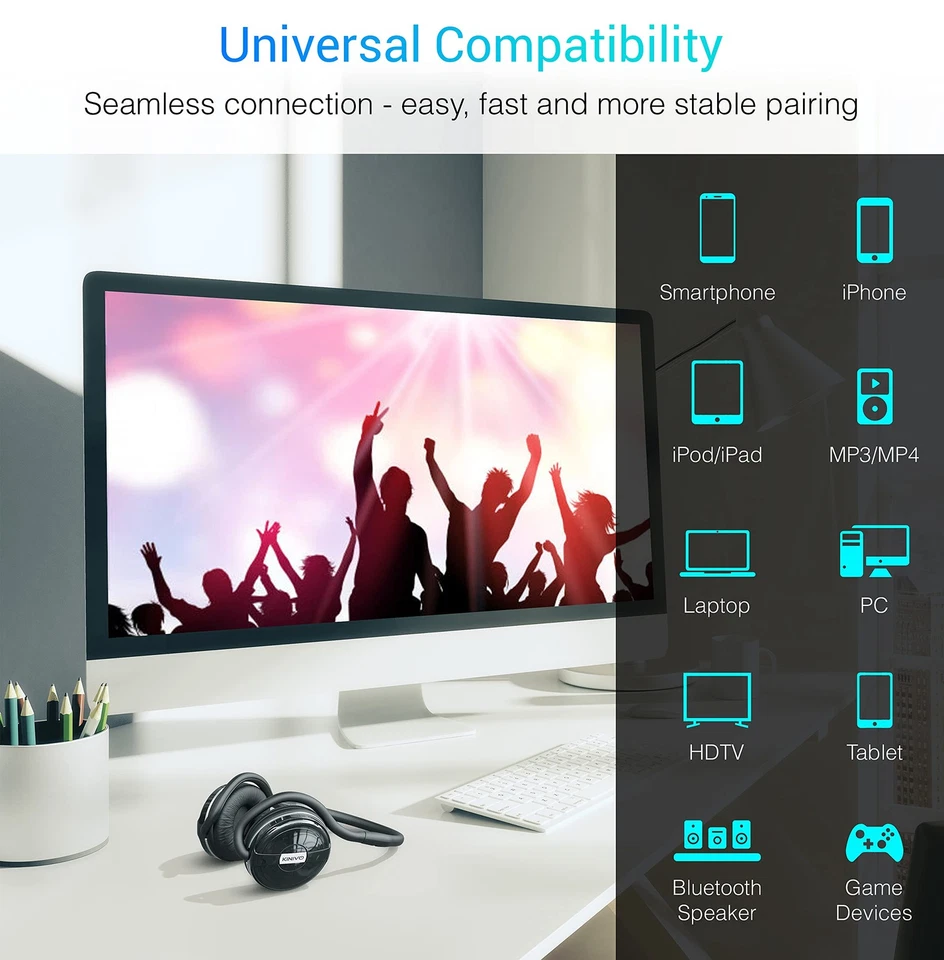 Auriculares Bluetooth Kinivo BTH240 (Negros, On-Ear, Música Inalámbrica, Manos Libres Foto 2 de 4