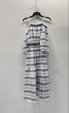 Vince Camuto Women's Black White Smocked Off-Shoulder Maxi Dress NWT 4