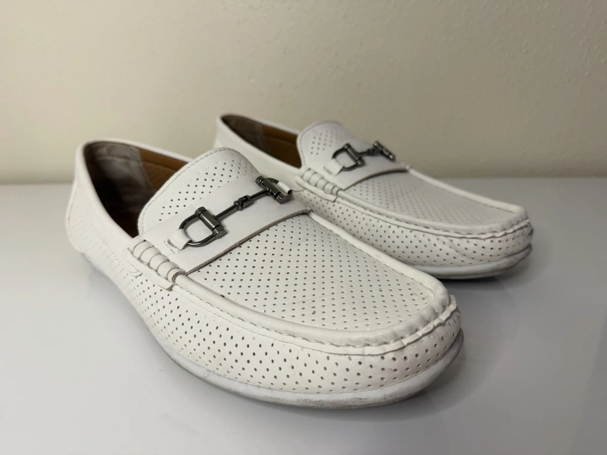 Aston Marc Drive-01 Mens White Driving‎ Loafers Bit Detail Slip On Shoes 13 M Aston Marc Men main image 2