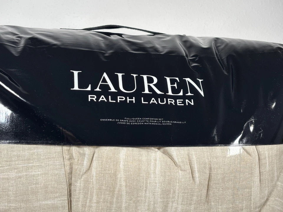 Juego de edredón Ralph Lauren Queen KENT ropa de cama de algodón beige neutro con fundas Foto 3 de 4