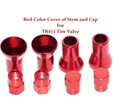 Set of 4 Red Color Cover for Valve Stem and Cap For TR413 Tire Valve