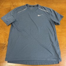 Nike Shirt Mens Large Blue Dri Fit Miler Running Training Lightweight