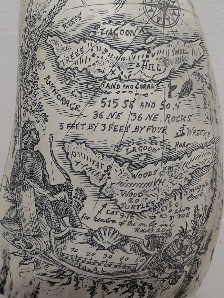 Scrimshaw Imitación Diente de Ballena Mapa Diseños 5" Bonitos Gráficos y Paisajes  Foto 4 de 4
