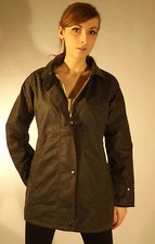 New Ladies Fitted Jacket Olive Green British Wax Cotton Country Walking Outdoor