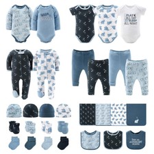 Peanutshell Blue Elephant 30 Piece Baby Boy's Newborn Cotton Layette Gift Set