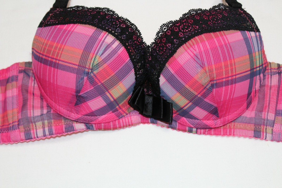 Soutien-gorge Push-up Imprimé Léopard - Rose Et Noir, Armatures, Taille 28A, Neuf Sans étiquettes