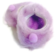 Fuzzy Lavender Slipper Shoes w/Pompoms for 18 inch Girl Doll Clothes