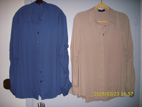 2 Damenblusen von Steffen Schraut in Gr.34, dunkelblau und taupe, sehr gut - Bild 1 von 4