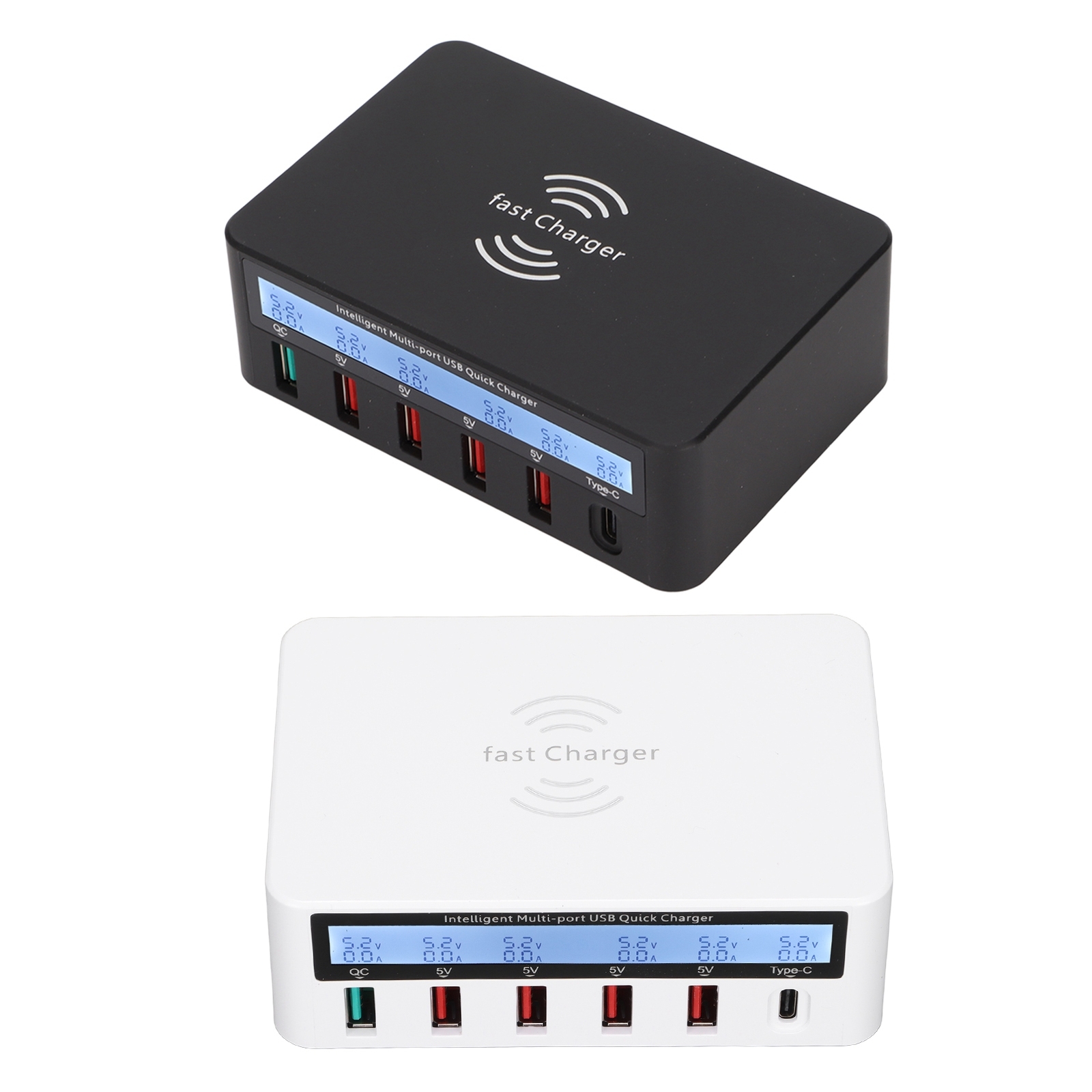 40W 6-Port USB Charging Station with QC 3.0 Fast Charge Wireless Hub