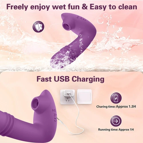 Wearable Thrusting Vibrator Clit Sucking Dildo G-Spot Massager Sex Toy for Women - Picture 9 of 11