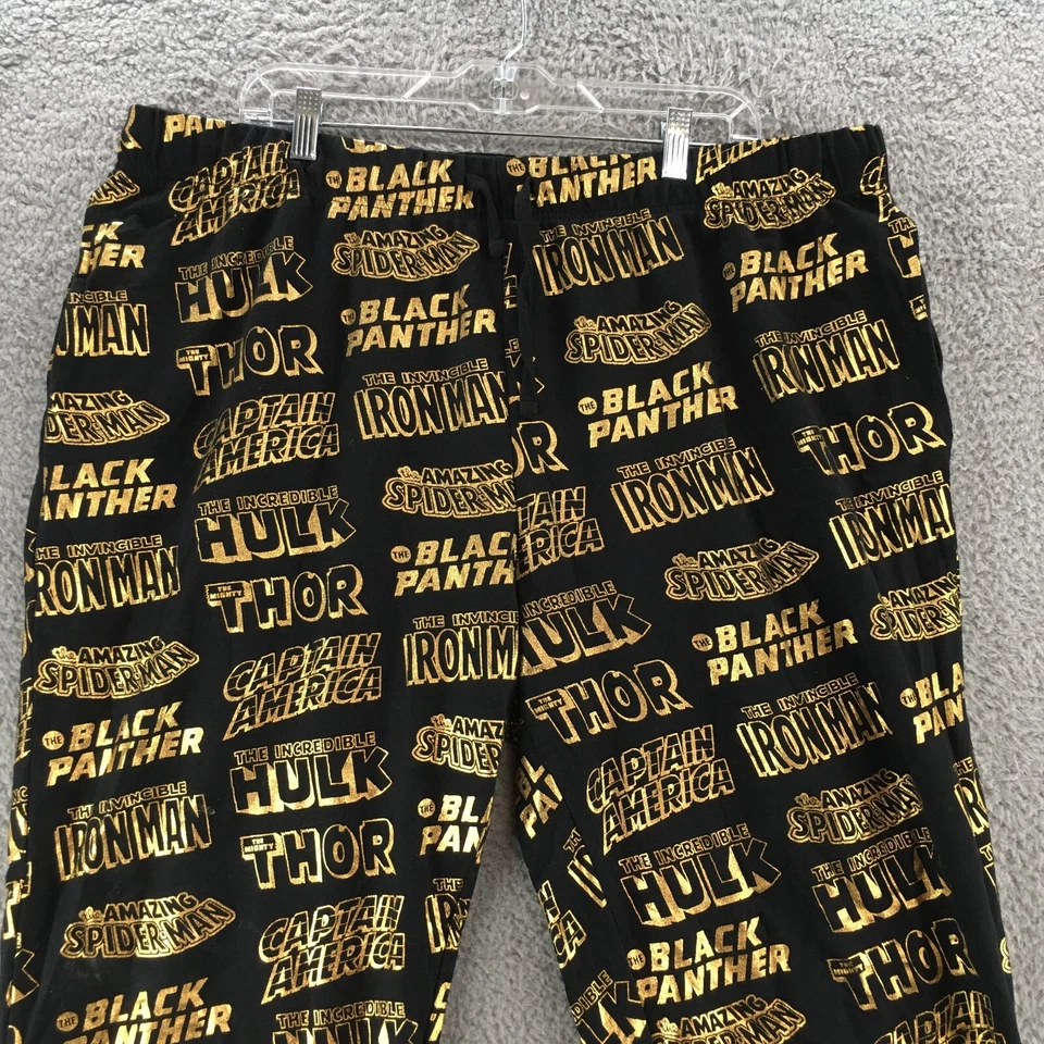 Pantalones de pijama Marvel para hombre XXL estampados negros tiro alto cintura elástica Foto 2 de 4