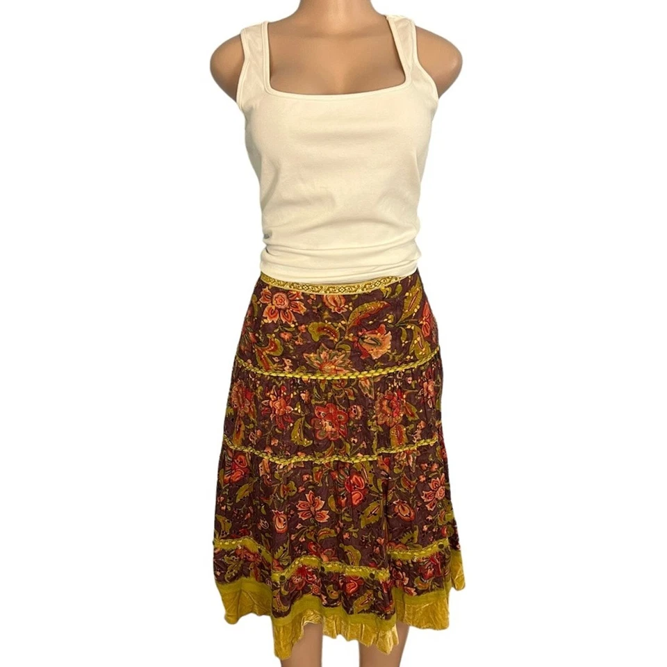 Falda midi boho floral en capas talla 4 Cynthia Steffe para mujer Foto 2 de 4