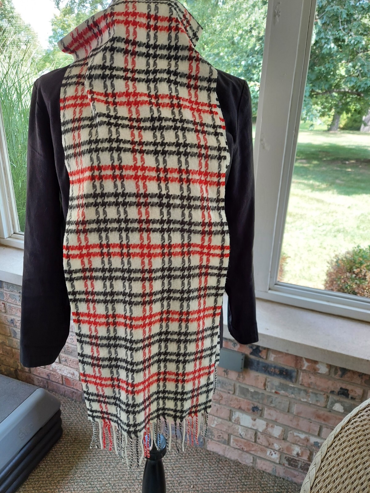 Macy's Red Black And White Acrylic Scarf Or Wrap Burberry Vibes NWOT eBay