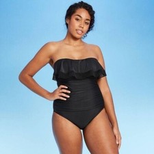 Kona Sol Black Bandeau One Piece Swimsuit