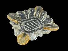 Vintage Mid Century Scalloped Vanity Ashtray 3" Rectangle Glass