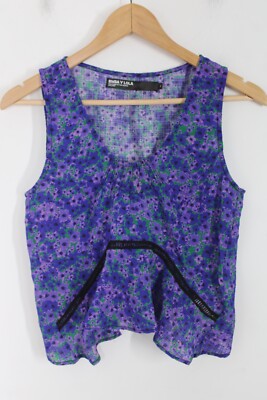 Bimba y Lola S Purple Floral Flowers Full Print Mini Tank Top