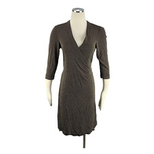 Motherhood Maternity Small Wrap Dress Midi Rayon Black Beige