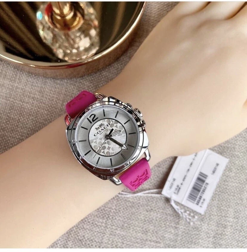 Orologio Nuovo con Etichette 14503145 Coach Donna Fidanzato Logo In rilievo Cinturino in Gomma 34mm