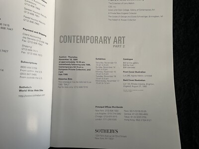 Sothebys New York Contemporary Art Part II Auction Catalogue