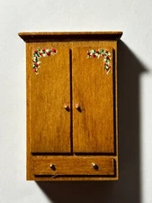 6921 DOLLHOUSE MINIATURE 1:48 QUARTER SCALE ARMOIRE PAINTED SIGNED JEM