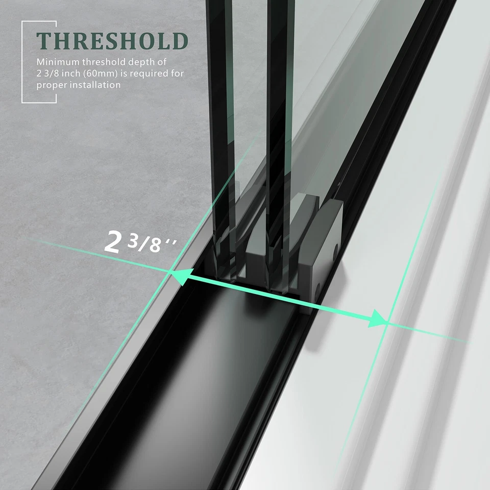 Puerta de ducha de vidrio de 60"" de ancho x 72"" de 6,0 mm puerta de derivación corredera doble de vidrio templado Foto 3 de 4