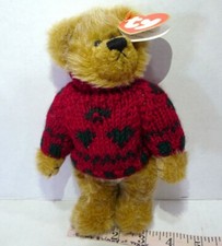 AUTHENTIC  TY " BearkHardt"  ATTIC BEANIE Bear Baby 1993 W/Tags Red Sweater Knit