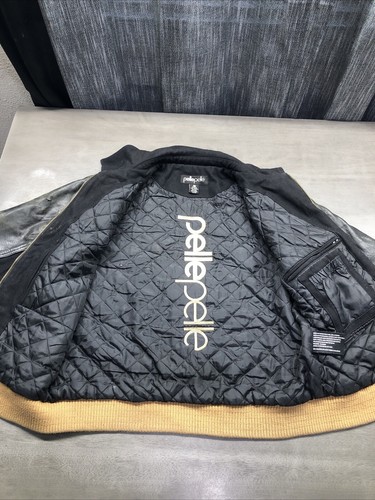 Pelle Pelle "GREATEST OF ALL TIME" Embellished Leath/wool jacket Black Large Wom - Picture 7 of 24