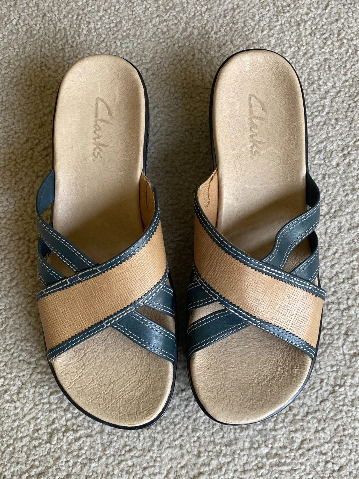 Sandali donna Clarks slip on con tacco grosso taglia 9M indossati pochissimo GUARDA