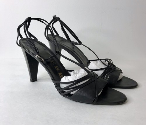 black designer strappy heels