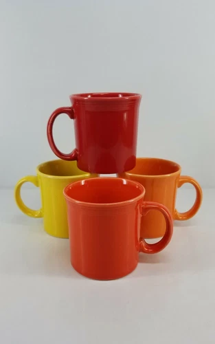 Set Lot 4 JAVA MUG poppy butterscotch sunflower scarlet FIESTA WARE 12 OZ new