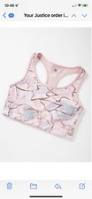 Justice Girls Marble Shine Pink Cutout Longline Sports Bra sz 30 Top