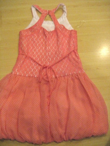 NEW Girls 8 SPEECHLESS Coral Pink Lace BUBBLE Sun DRESS Polka Dot LINED Party - Picture 2 of 9