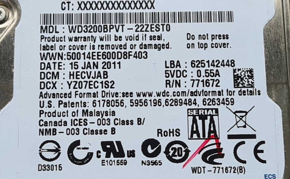 Western Digital WD3200BPVT-22ZESTO Blue 320GB 5400RPM 8192 KB 2.5" Internal HDD - Image 2 of 4