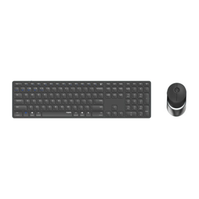 Rapoo 9850M Deskset Dual Wireless Keyboard Mouse 1.600 DPI Aluminium Grey DE